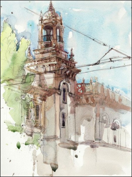 Живопись акварель пленэр архитектура