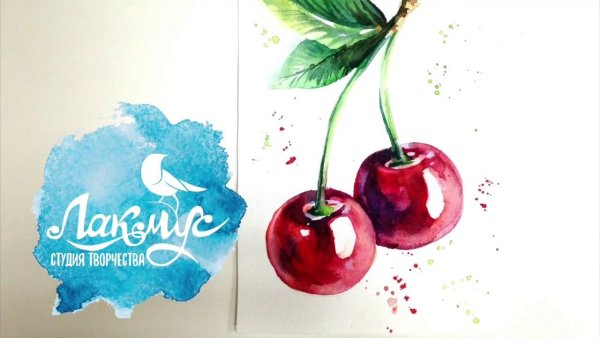 Вишня акварелью