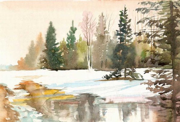 Пейзаж акварелью