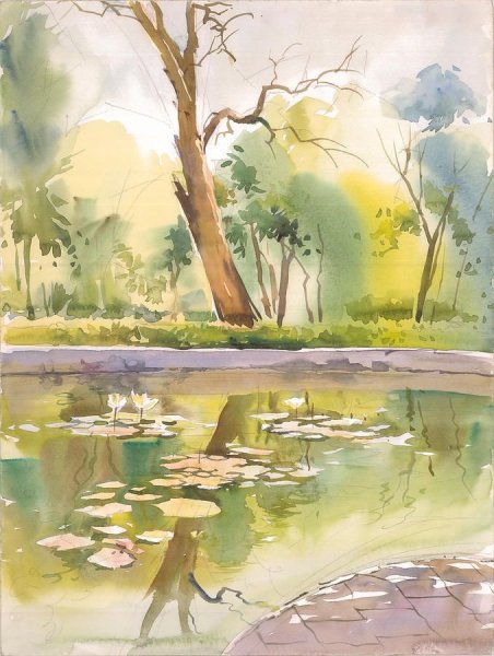 Детские пейзажи акварелью