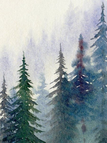 Новогодняя елка акварель