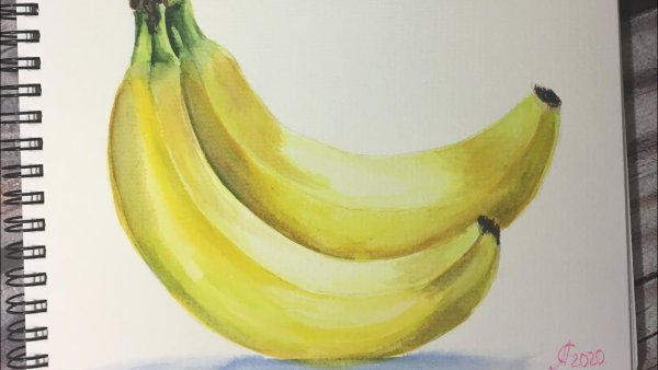 Банан акварелью