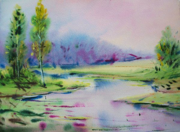 Весенние пейзажи акварелью легкие