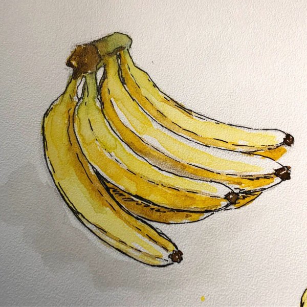 Банан акварелью