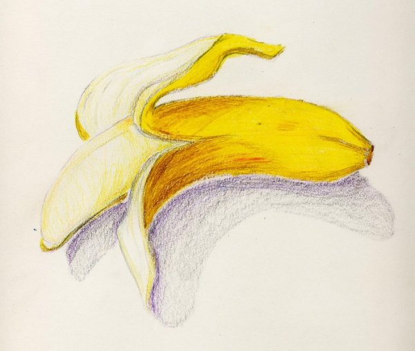 Рисовать банан акварелью