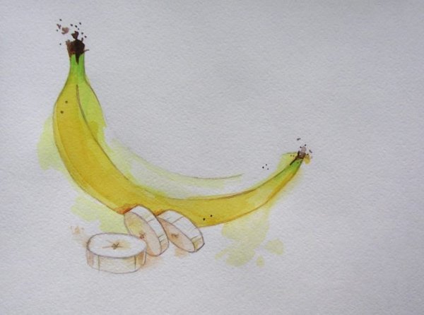 Нарисовать банан акварелью