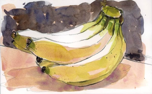 Банан живопись гуашью