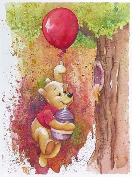 Винни пух акварель