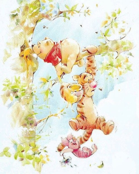 Винни пух Дисней акварель
