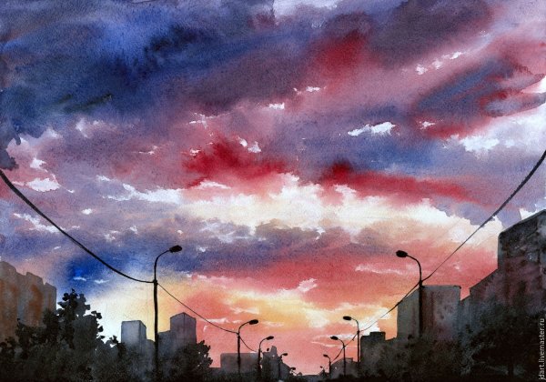 Небо гуашью