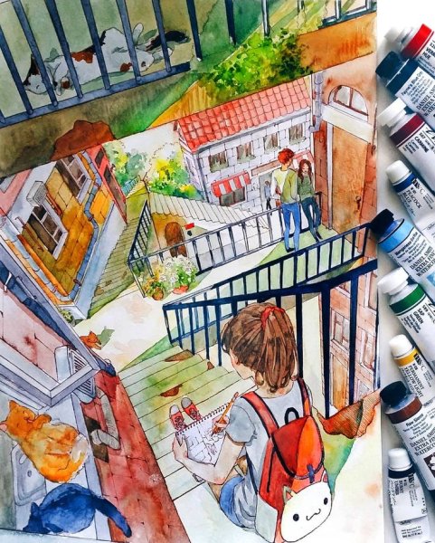 Школа иллюстрации акварель