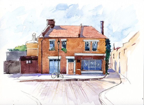 Пленер Этюд акварелью деревня