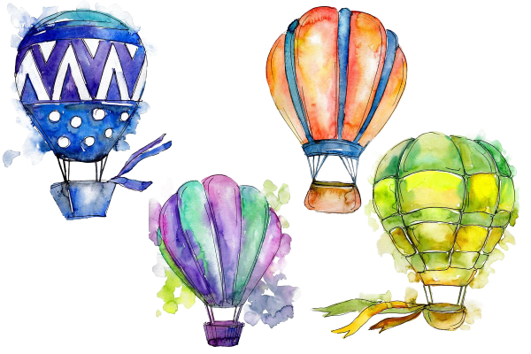 Воздушный шар Каппадокия картина акварель