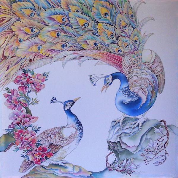 Павлин горячий батик