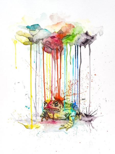 Акварель растекается