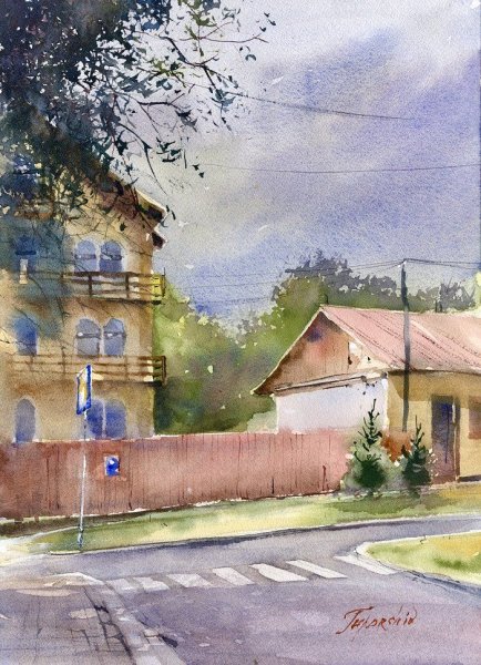 Акварель Владимира Тупоршина пейзажи города