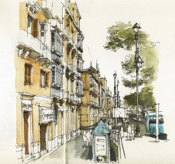 Акварельные зарисовки города