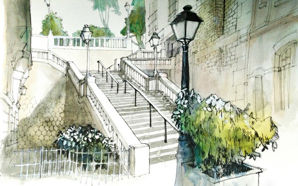 Лестница Монмартр в Париже