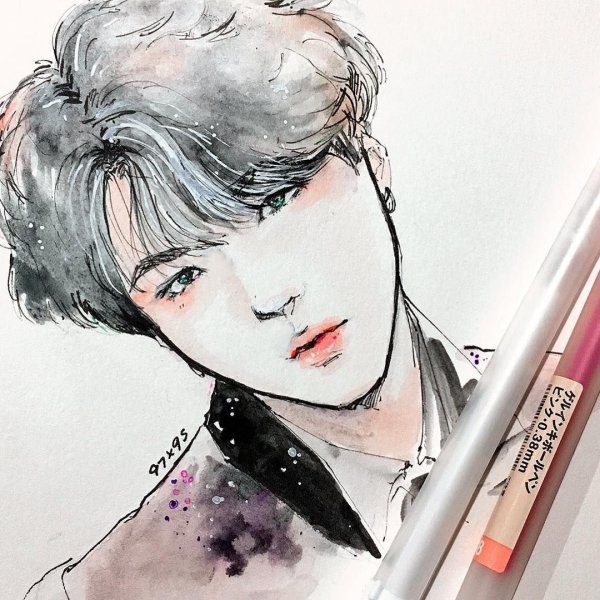 Портреты маркерами БТС