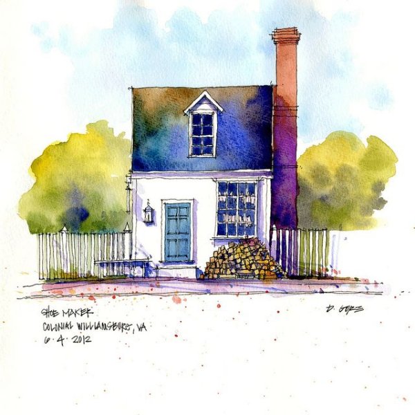 Дом акварелью