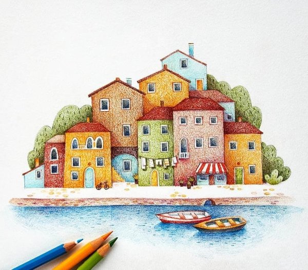 Акварельные домики