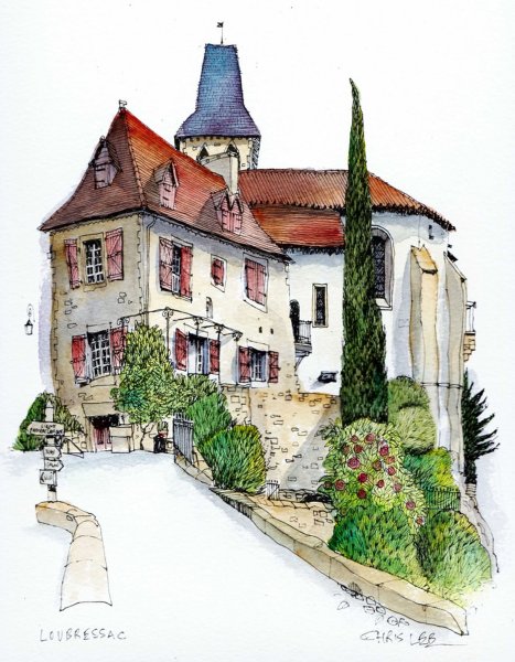 Домик цветными карандашами