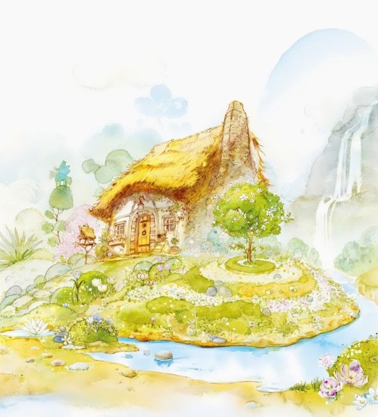 Акварельные домики сказочные