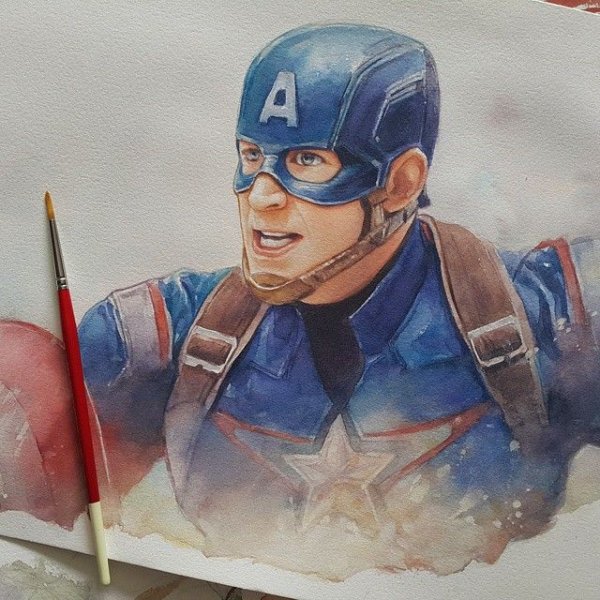 Капитан Америка красками