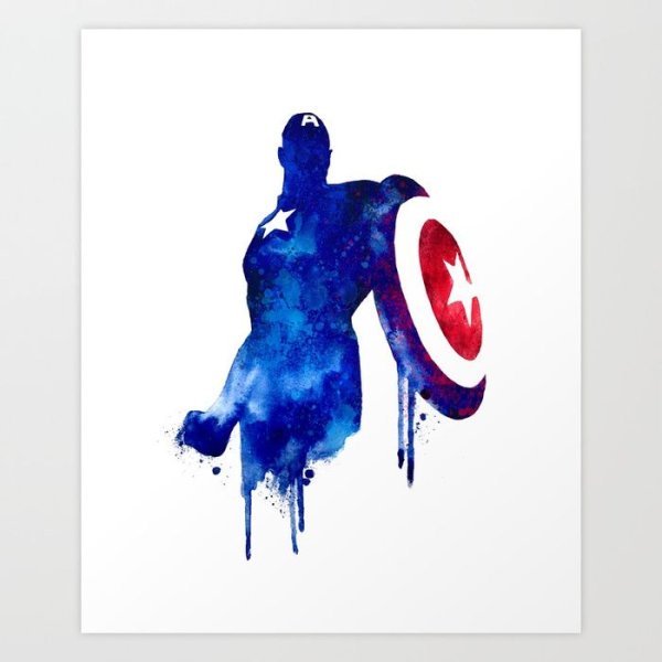 Капитан Америка акварель