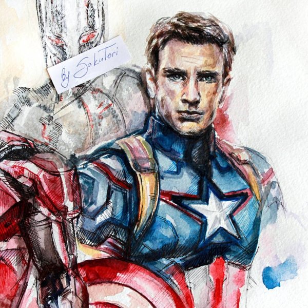 Капитан Америка нарисовать красками