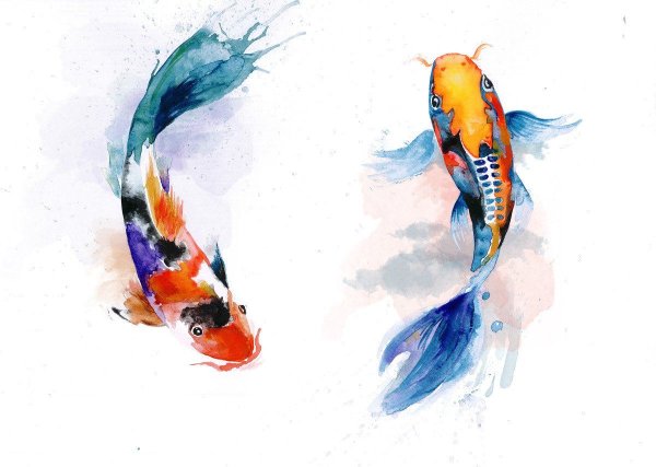 Рыбки акварель стилизованные
