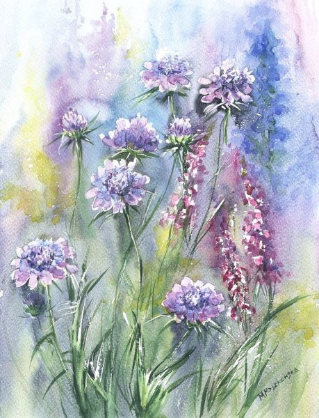 Maria Roszkowska Watercolor акварель цветы