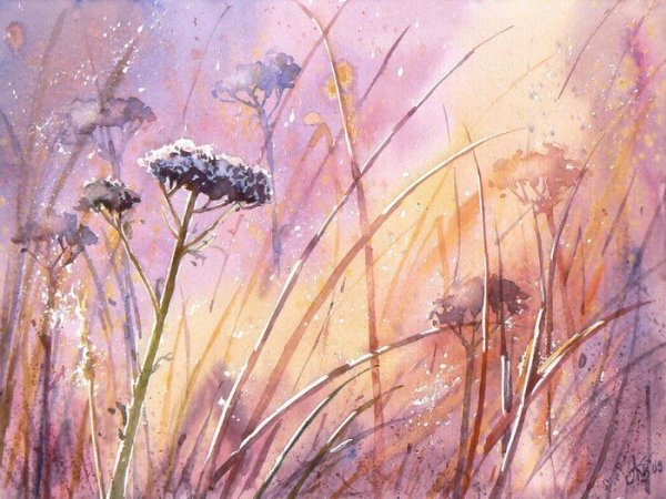 Травинки акварелью