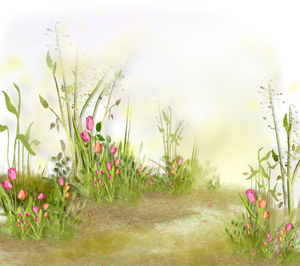 Сказочный луг с цветами