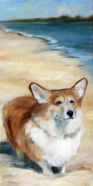 Корги акварелью