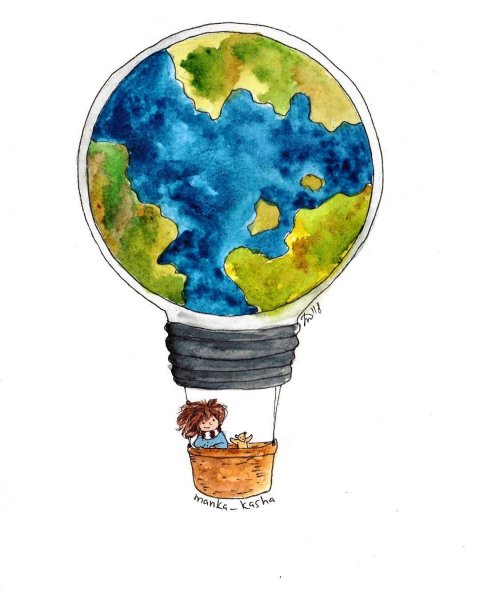 Земля рисунок акварелью