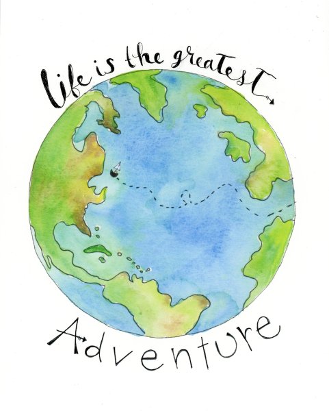 Планета земля акварелью