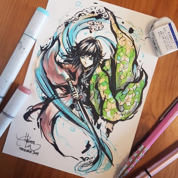 Томиока Гию рисунок