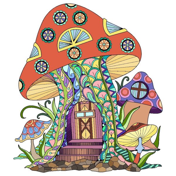 Рисование гриба домика