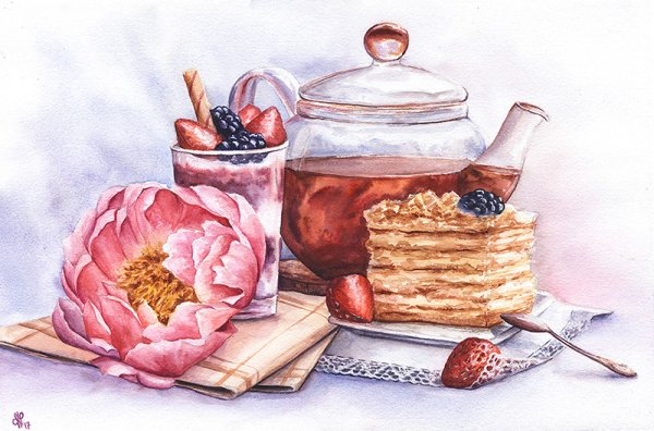 Натюрморт на кухню акварелью