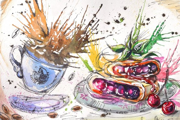 Рисование еды акварелью