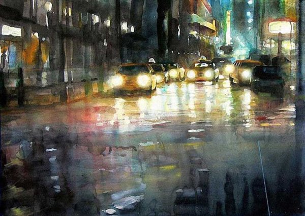 Живопись мокрый асфальт