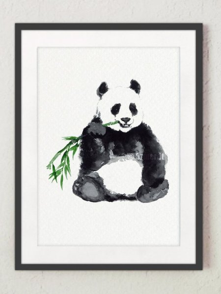 Панда акварелью