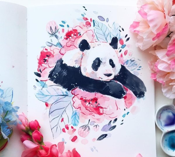 Пандочки акварелью