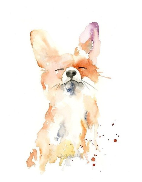 Животные акварелью