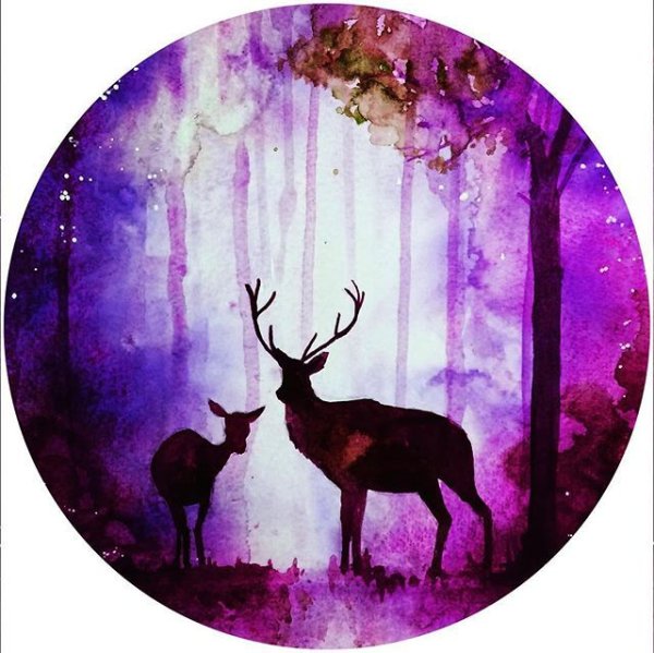 Олень живопись