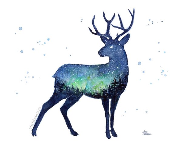 Акварельные силуэты животных