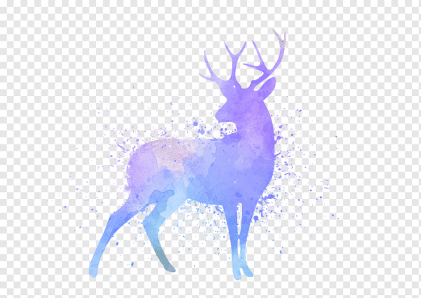 Очертание оленя акварелью