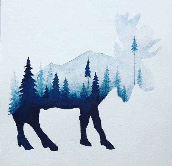 Силуэты животных с пейзажем внутри