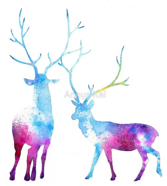 Олень на разноцветном фоне